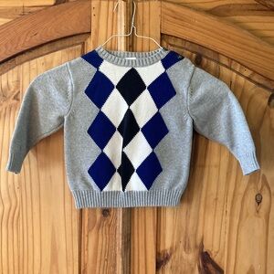 Boys Gymboree gray blue argyle Diamond long sleeve sweater size 2T